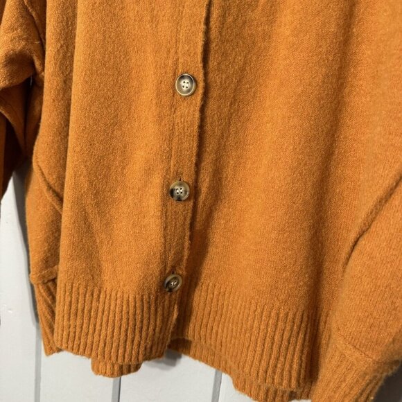 Easel Oversized Top it off Sweater Button Front Grampa Cardigan Ginger orange S - Picture 5 of 15